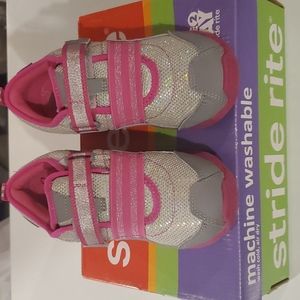 New Stride Rite Felicia Grey Pink Sneakers Girls Youth Size 13W